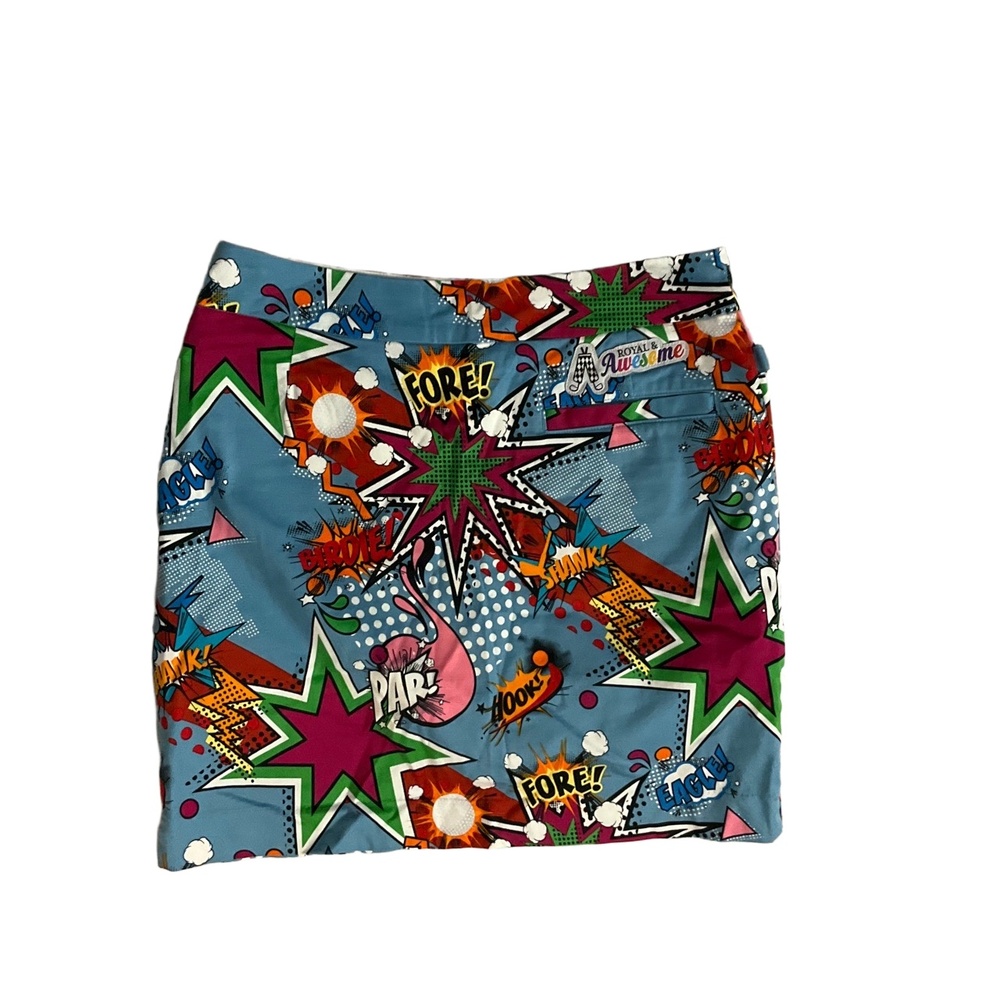 NWOT Royal & Awesome Multicolored Comic‎ Print Retro Skirt With Pockets Size 6 - Picture 7 of 9